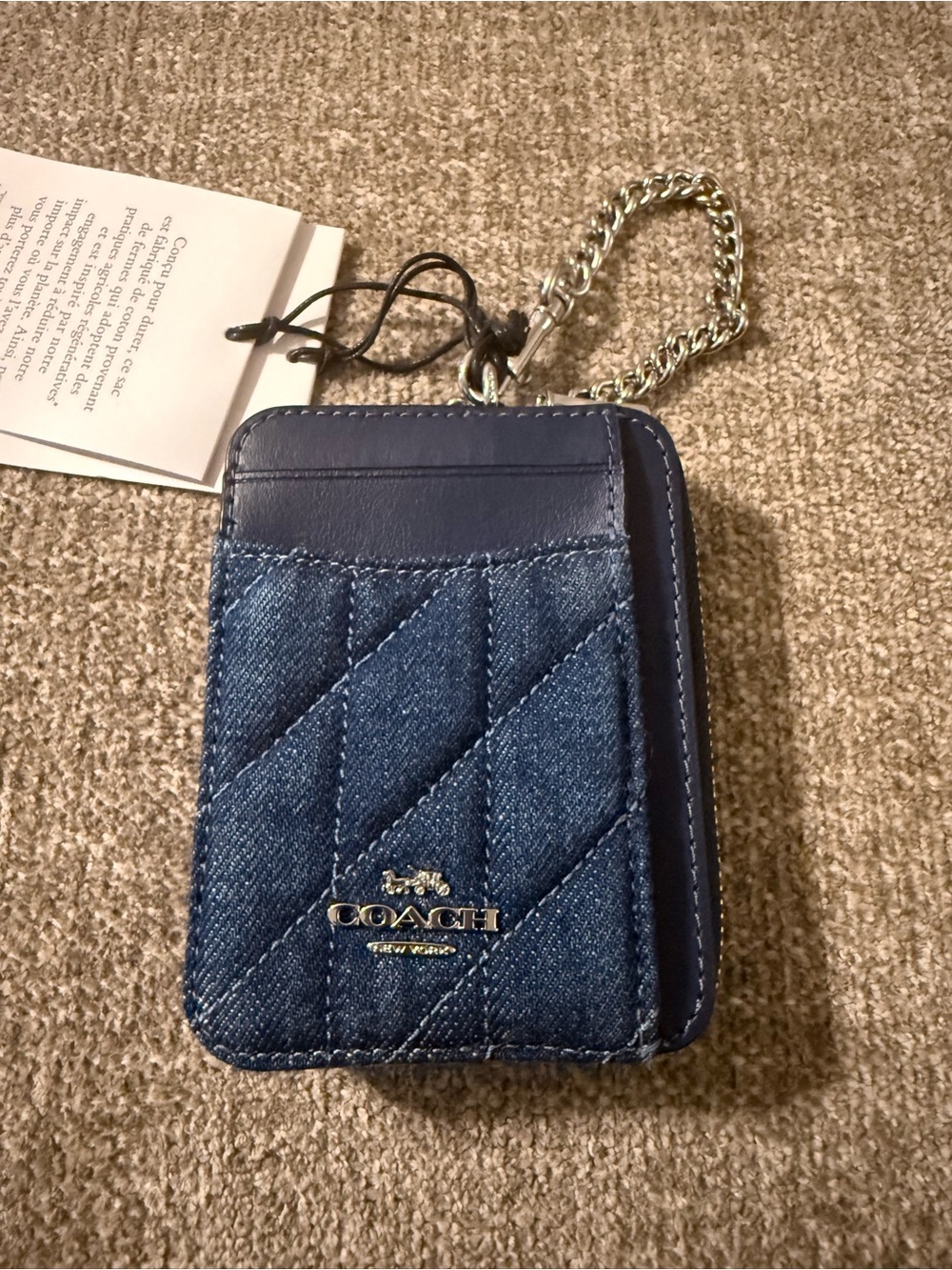 Coach denim zip card case